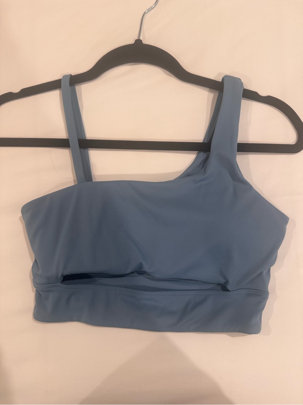 Women's Asymmetrical Light Blue Sports Bra